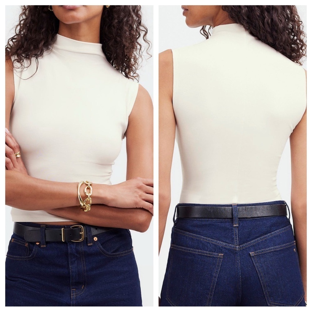 Madewell Cream Polo Bodysuit Fitted Style